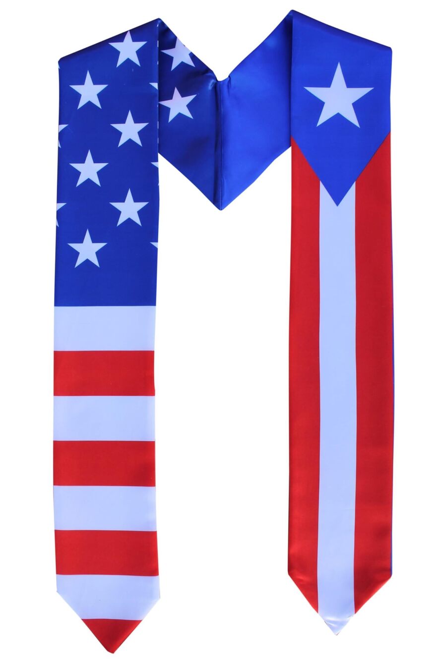 7139 Graduation Combo USA Country Flag Stole Sash Scarf Graduate Pride